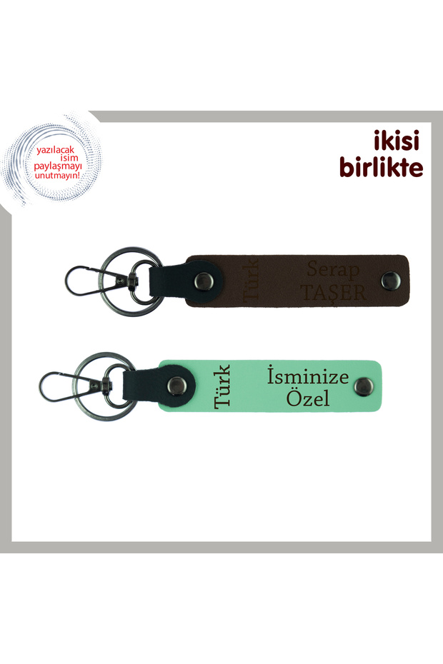 Team, Dark Brown-Green, Gift Containing Respect for the Uncle – Personal Keychain with Turkish Text
