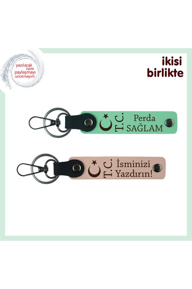 Moon Star Tc Special Gift Keychain for Name and Surname, Light Green-Kitten Mouth, Key of Friendship