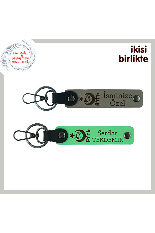 Graduated Proud to Be a Lawyer Gift, Crescent Star Wolf Gokturk Name Writable Keychain, Ash Grey-Green - 1
