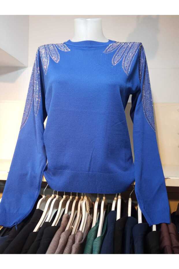 Omuz Taşlı Triko Bluz - 2