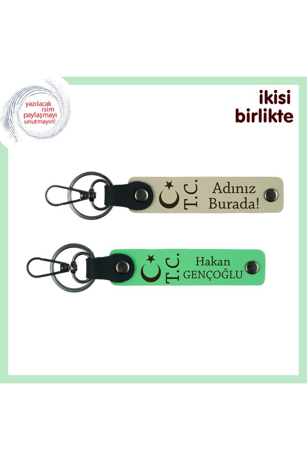 Souvenir to Take Together, Moon Star Tc Special Personal Keychain Set for Lovers, Milk Coffee-Green