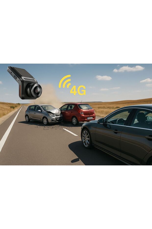 Car dash cam with two cameras (front and rear)