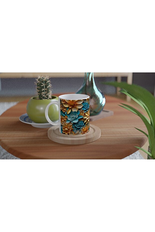Orange and Turquoise Spring Mug - 4