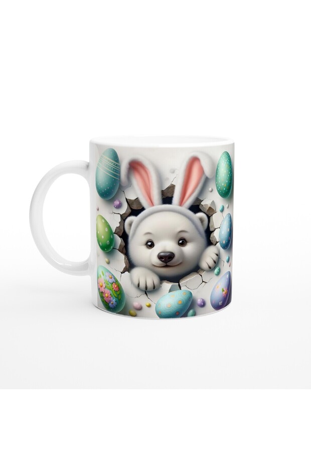 كوب مطبوع عليه شعار الدب ذو الأذن على شكل أرنب بين بيض عيد الفصح - 1
