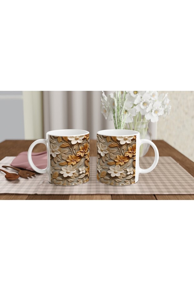 كوب بتصميم زهرة مزخرفة بلكنة الكراميل - 5