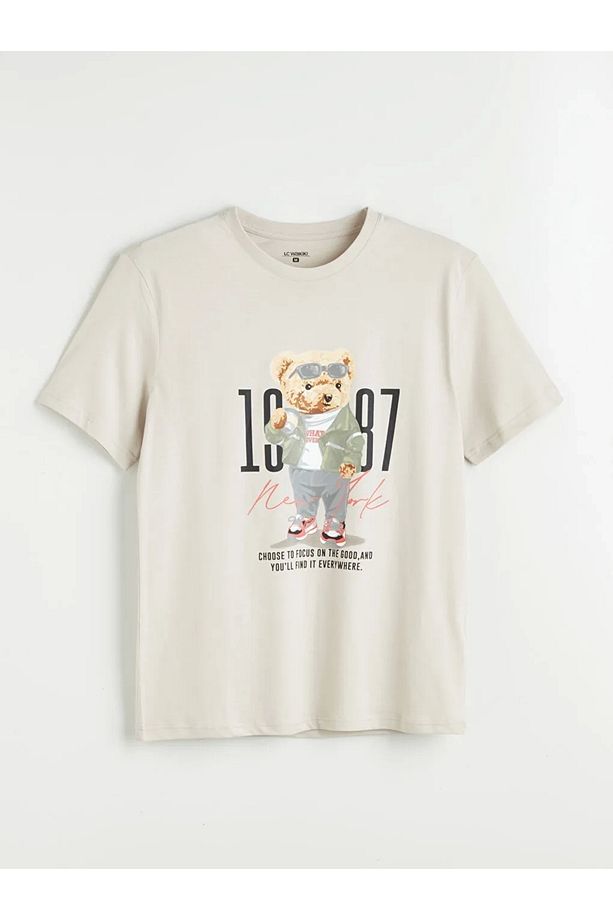 Gri Standart Kalıp Ayı Teddy Baskılı %100 Pamuk Erkek Şortlu Pijama Takımı - 6