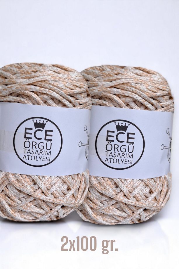 2,5 mm, polyester, krem bal köpüğü kırçıllı makrome ve çanta örgü ipi (200 gr.) - 1