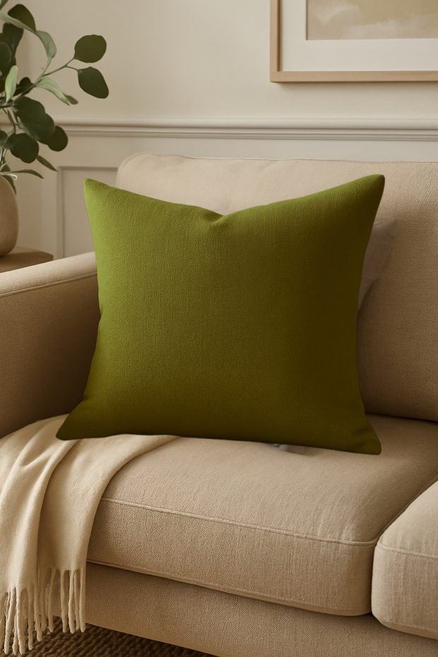 Nova Series Linen Throw Pillow Cover - Khaki Green