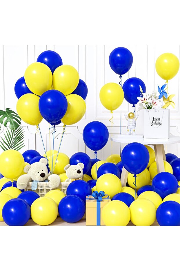 15 Pieces Yellow & Navy Blue Balloon Set – Vibrant and Dynamic Party Decor