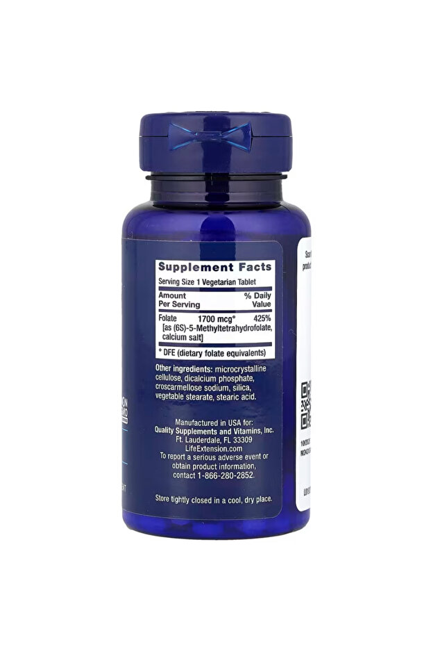Optimized Folate – L-methylfolate – Heart & Brain Support, 1700 mcg DFE, 100 Vegetarian Tablets - 3