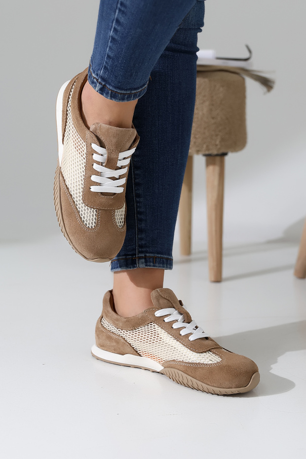 Real Leather Mesh Stylish Comfortable Summer Women's Sports Shoes