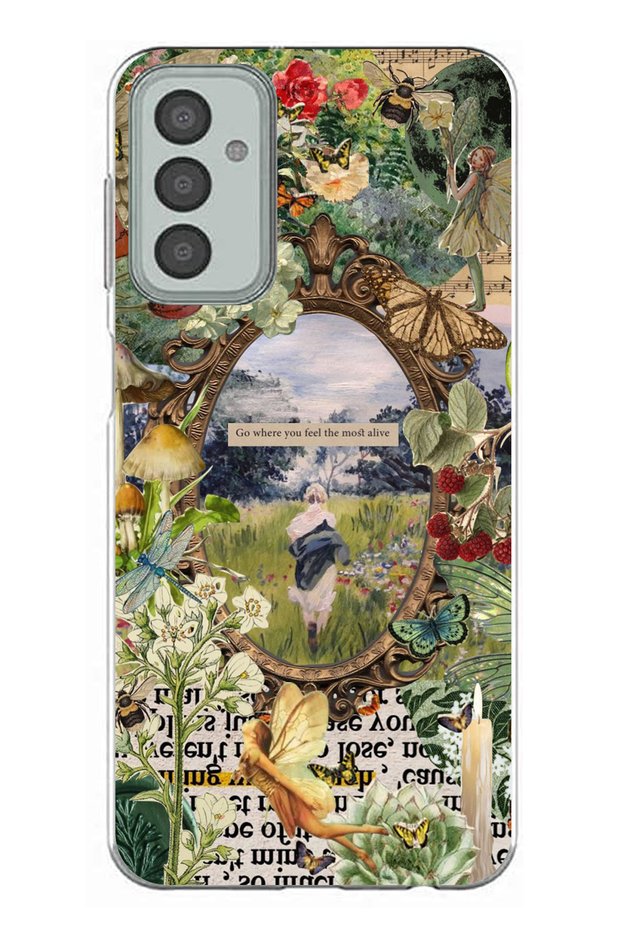 Samsung Galaxy M13 - M23 Compatible Green Nature Transparent Silicone Case