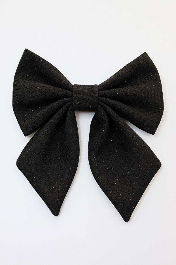 Black Lilac Navy Blue Colors Glittery Clip-On Bow Buckle