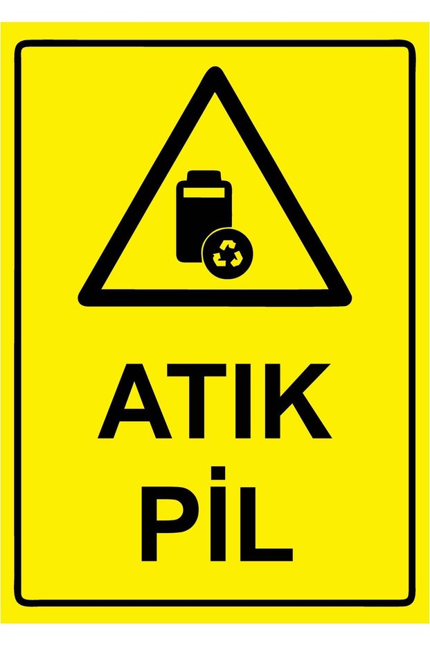 Waste Battery Isg Warning Sign Pvc A4 21X30 cm