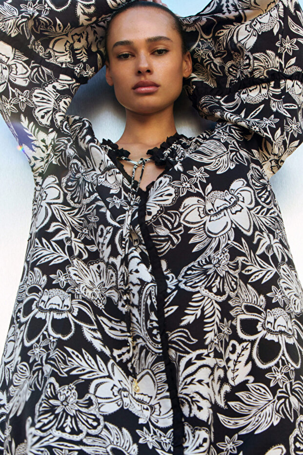 Trompet Kollu Tunik Elbise - 1