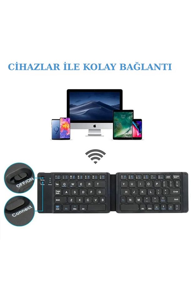 Android, iOS ve PC Uyumlu Ultra İnce Katlanabilir Bluetooth Klavye - 3