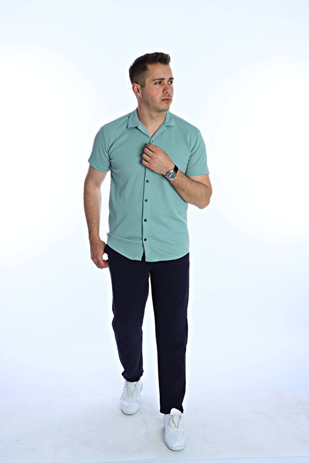 Syf Short Sleeve Corded Shirt Mint Green
