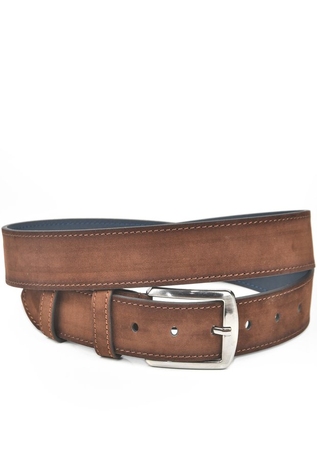 Men's Brown 4 cm Wide Suede Belt Faux Suede Sports Belt 2402643