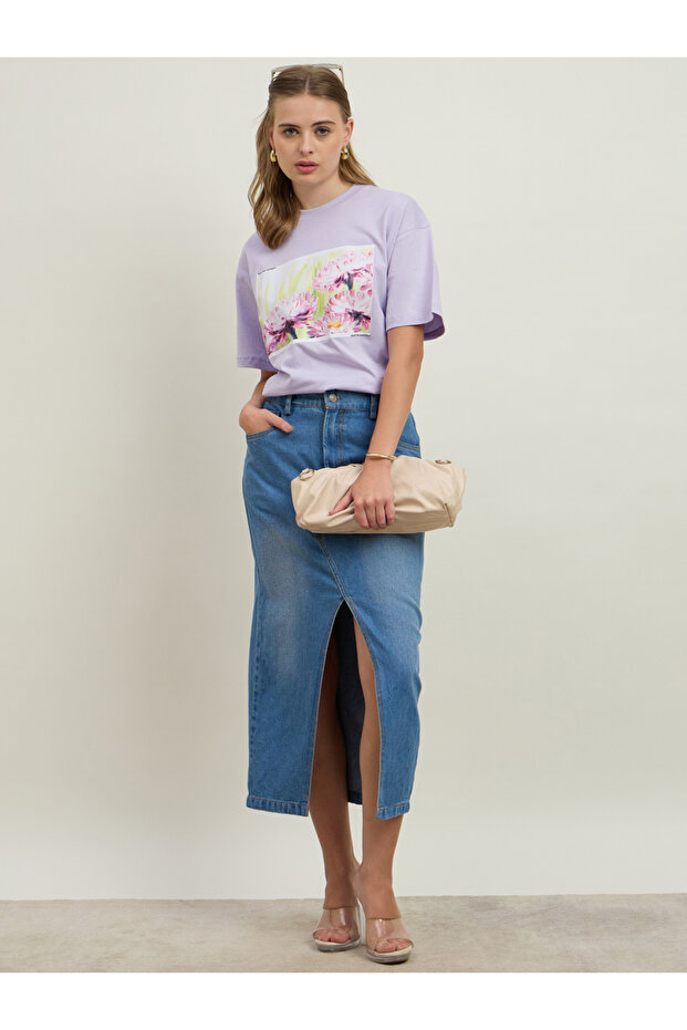 Floral Graphic Print Short Sleeve Jersey Oversized T-Shirt