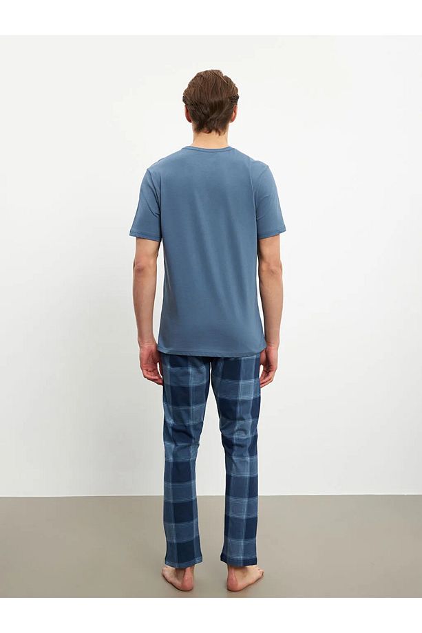 Mavi Standart Kalıp Erkek Pijama Takımı - 4