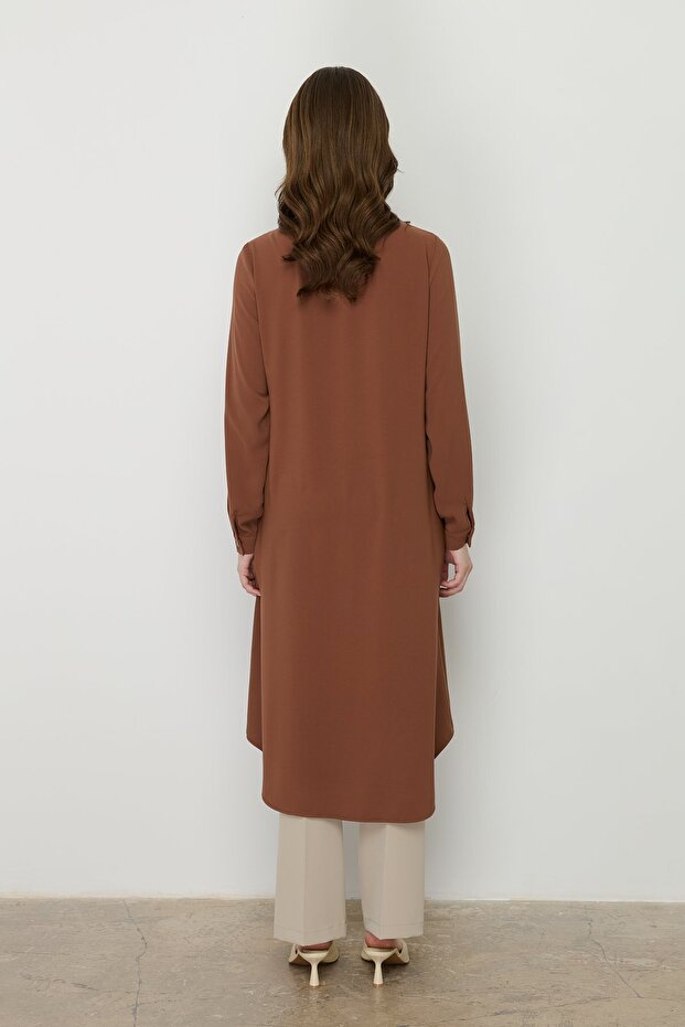 Büyük Beden Aksesuar Detaylı Basic Tunik Taba - 4