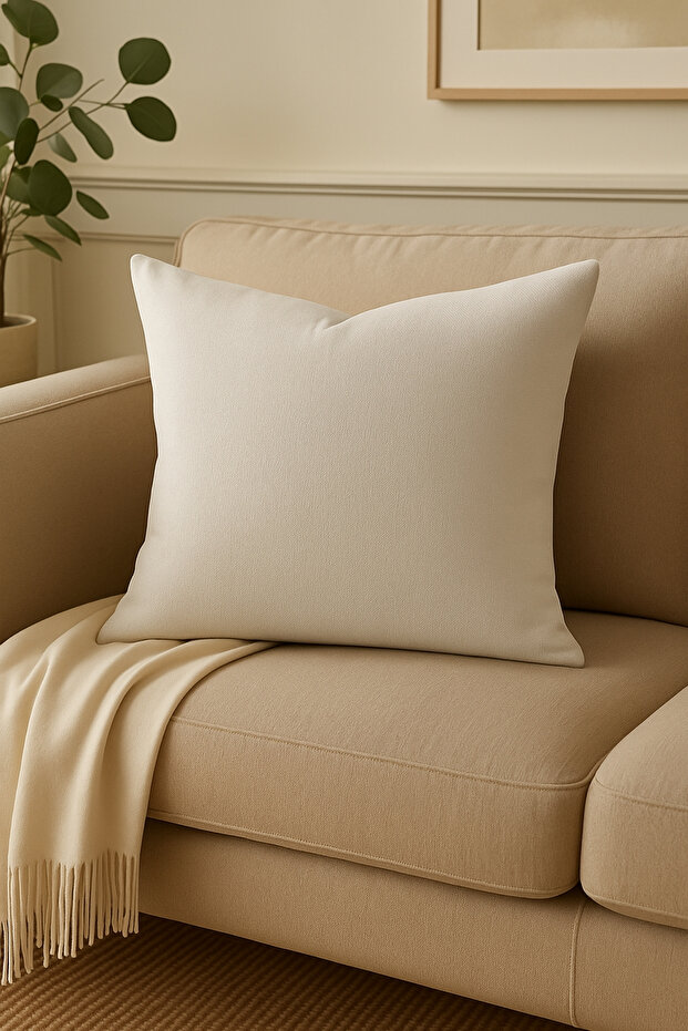 Nova Series Linen Throw Pillow Cover - Cream