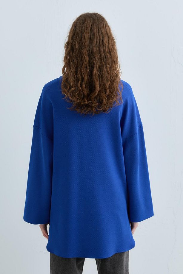 Cep Detaylı Oversize Tunik Saks - 4