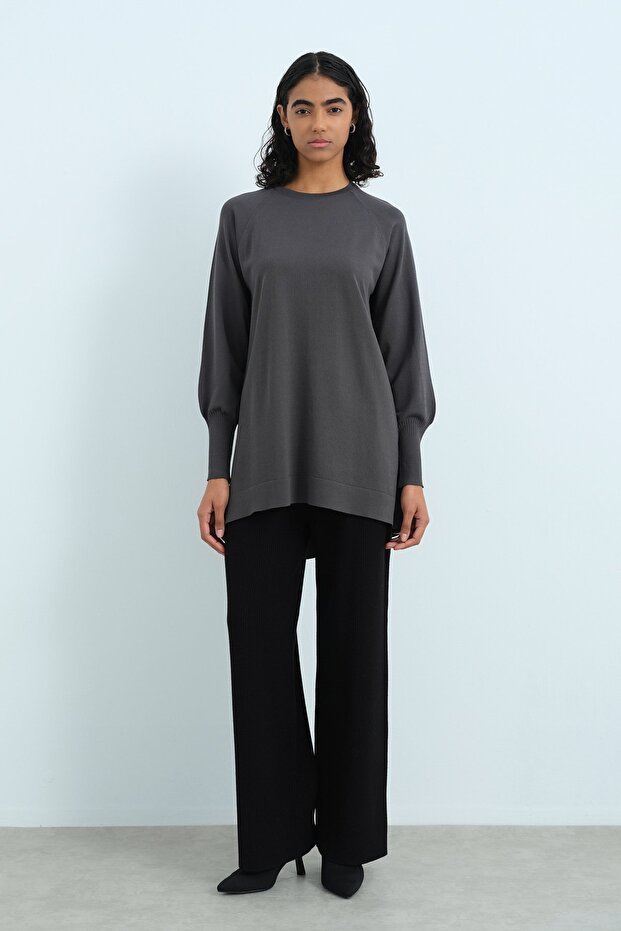 Balon Kol Triko Tunik Antrasit - 2