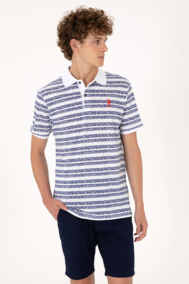 Men's Regular Fit Polo Collar Light Navy Blue T-Shirt Kzy Gi̇yi̇m
