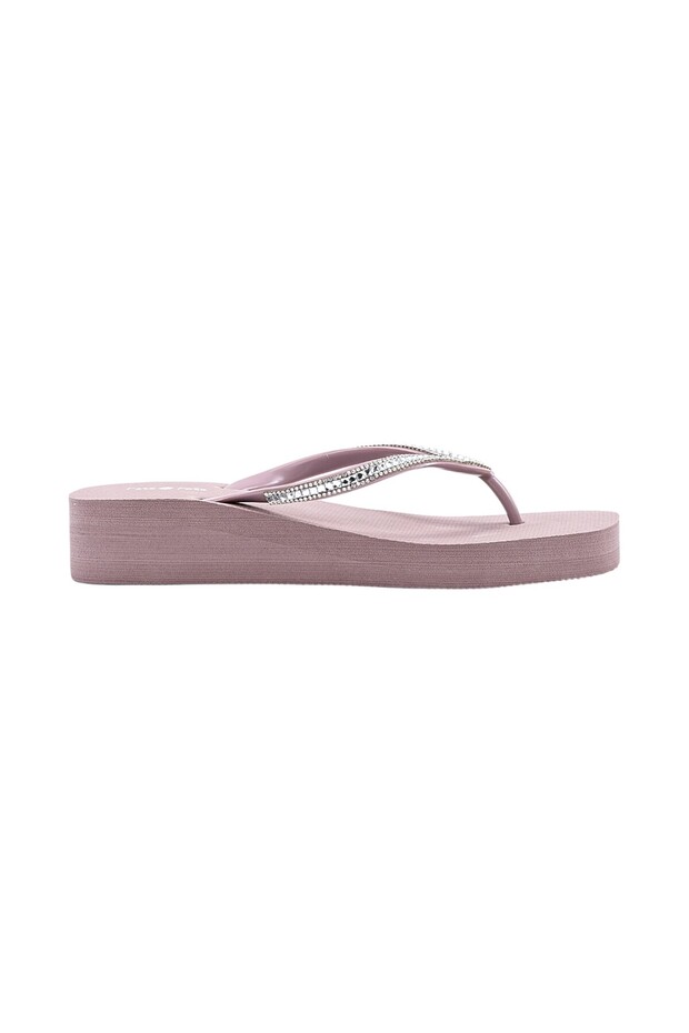 Embellished Platform Wedge Flip Flops - 1