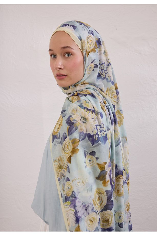 MAGNOLIA DESEN RAMİ ŞAL SOFT SARI - 2