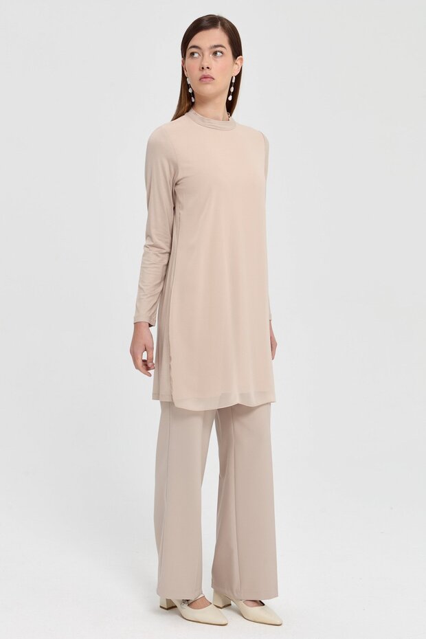 Şifonlu Penye Tunik Taş - 3