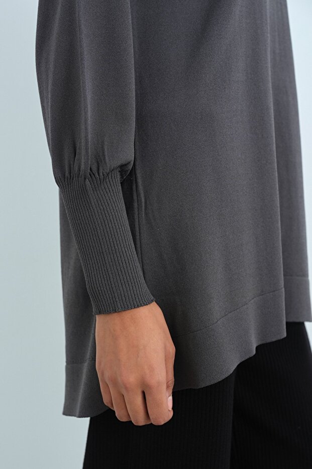 Balon Kol Triko Tunik Antrasit - 3