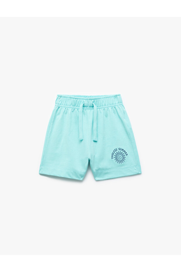 Printed Waist Lace-Up Comfortable Fit Cotton Shorts