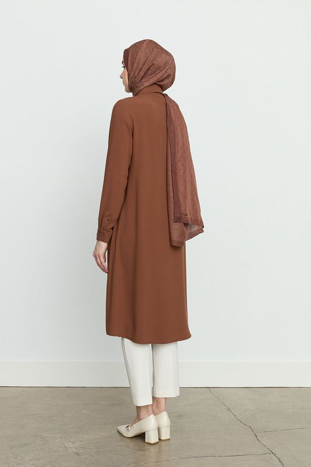 Gömlek Yaka Basic Tunik Taba - 4
