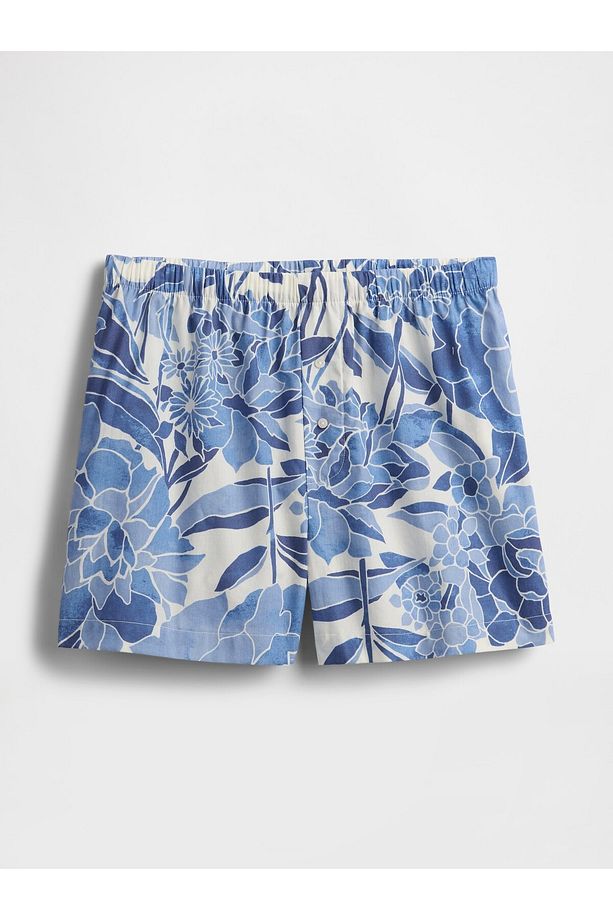 Kadın Çiçek Desenli Poplin Pijama Boxer Şort - 2