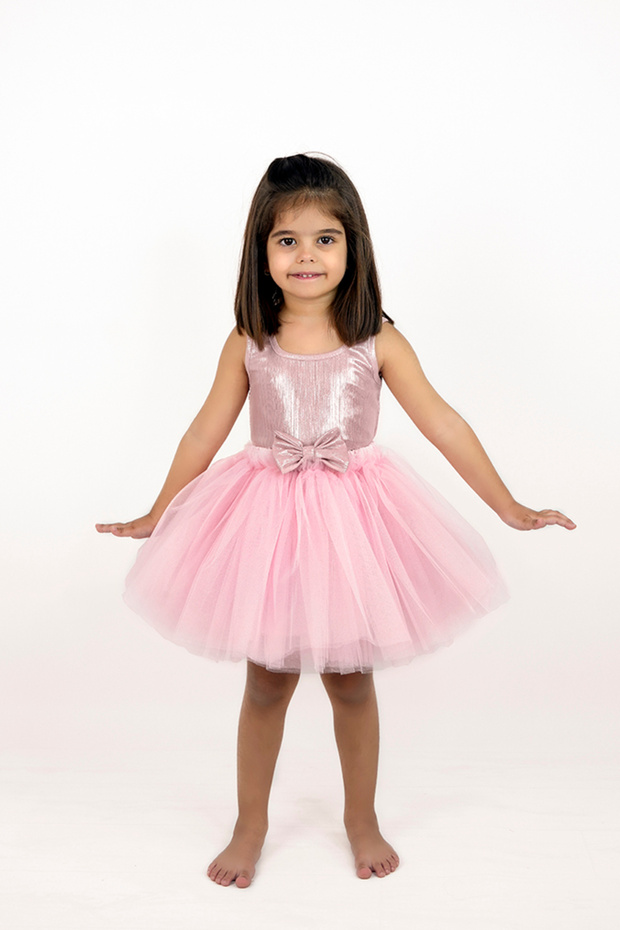 Glittery Strap Snap Girls Bodysuit and Fluffy Tutu Skirt Set
