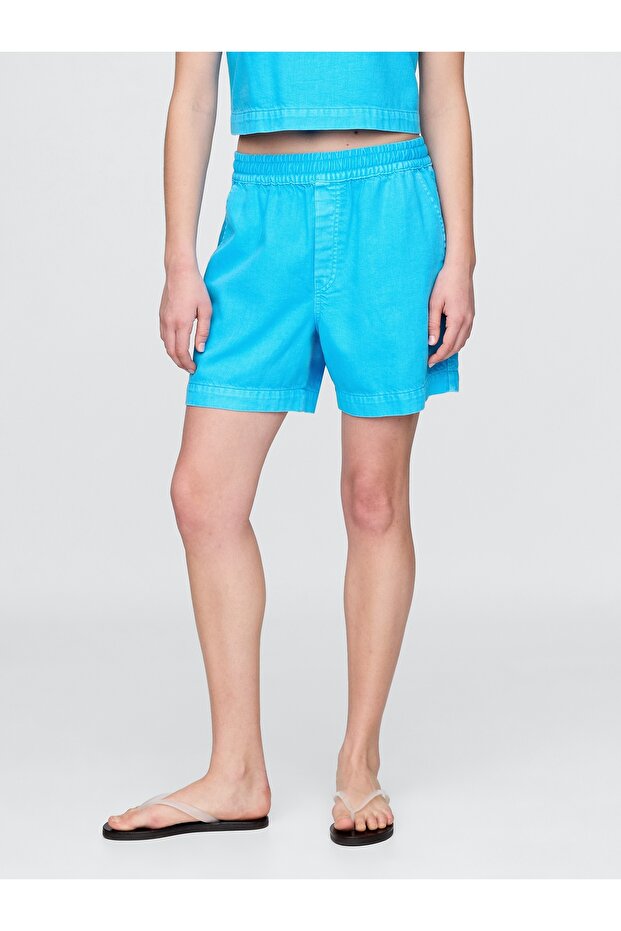 Kadın Mavi UltraSoft Denim Şort - 6