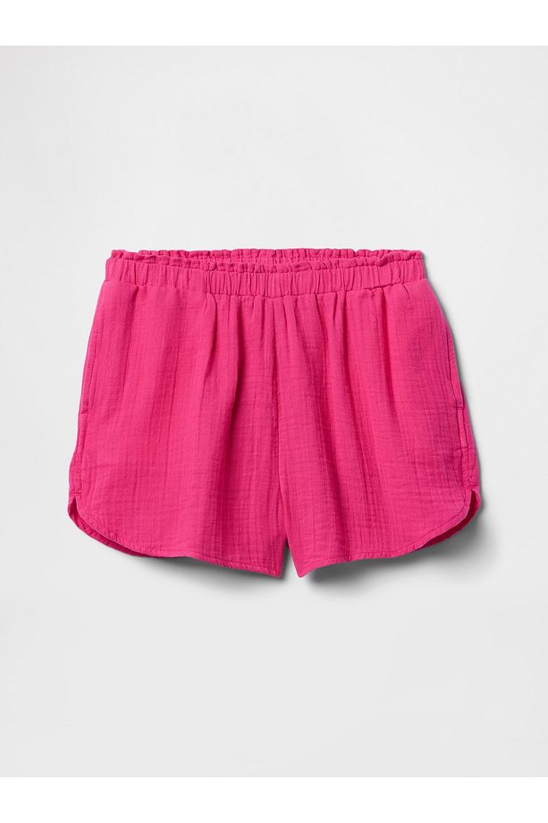 Kız Çocuk Pembe Crinkle Gauze Şort - 5