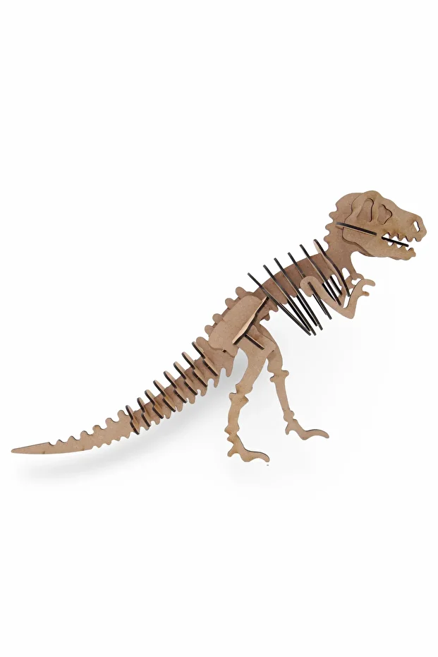 27 Parça T-Rex Ahşap Dinozor Maketi - 3D Eğitici T-Rex Ahşap Model Seti - 5