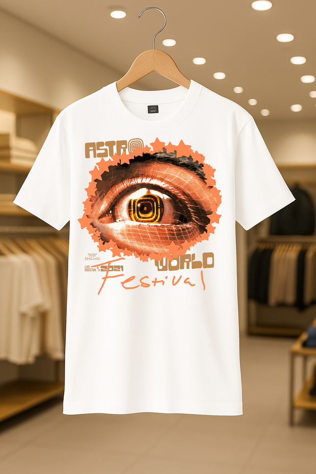Astroworld Travis Scott Festival Oversize Unisex 100% Cotton Breathable Thick Fabric T-Shirt