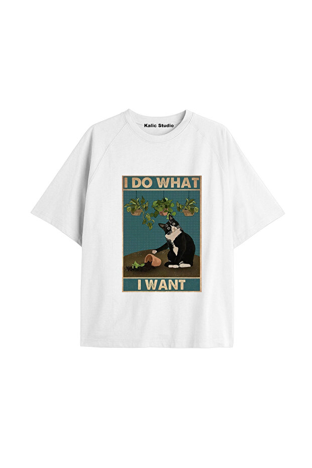 Y2K Vintage Cats Printed White T-Shirt Kod 3