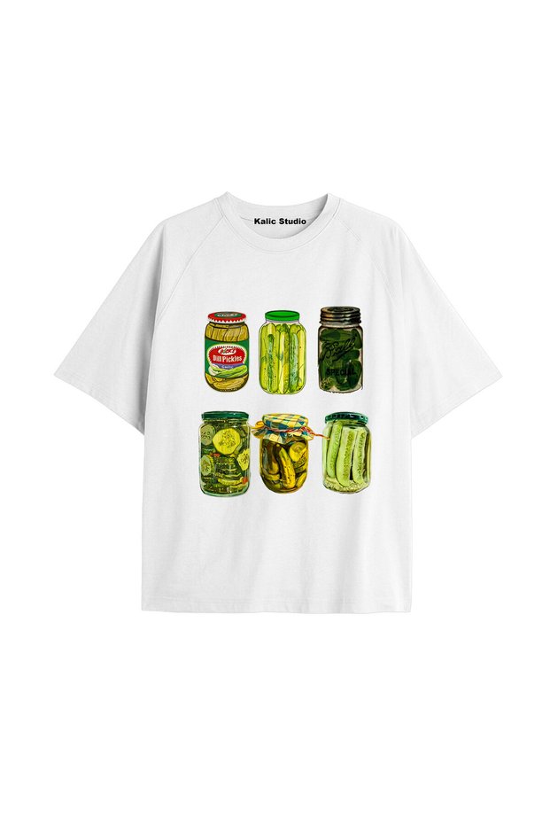 Y2K Vintage Pickles Printed White T-Shirt Kod 188
