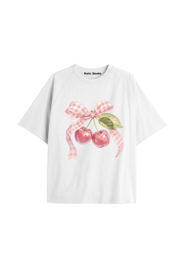 Y2K Vintage Cherry Printed Black T-Shirt Code 67