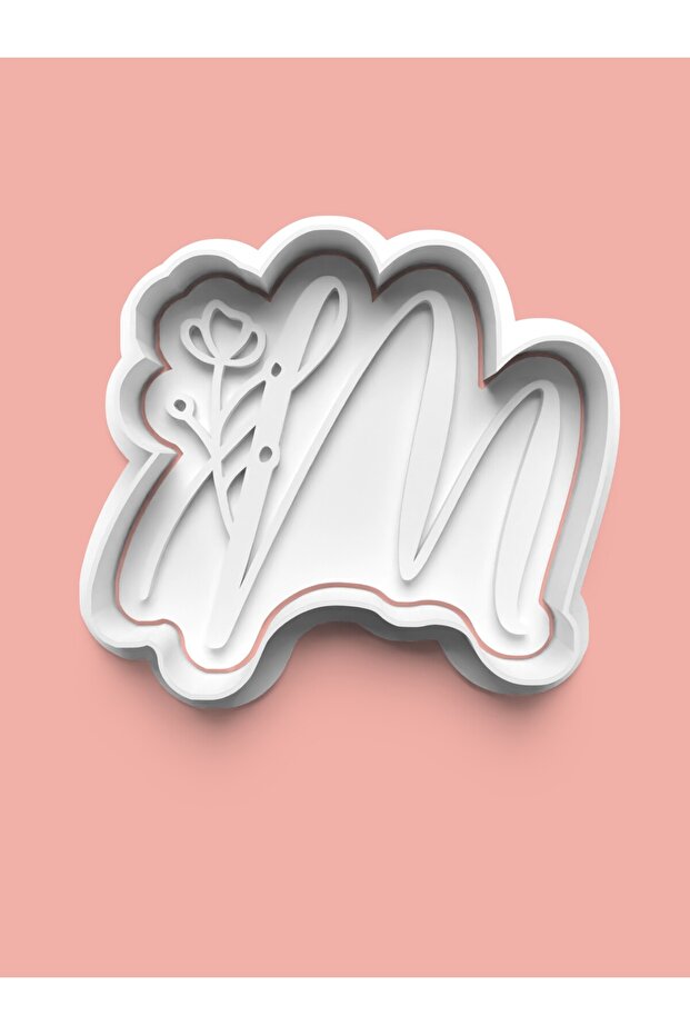 Flower Patterned Letter m Cookie Mold and Sugar Dough Mold