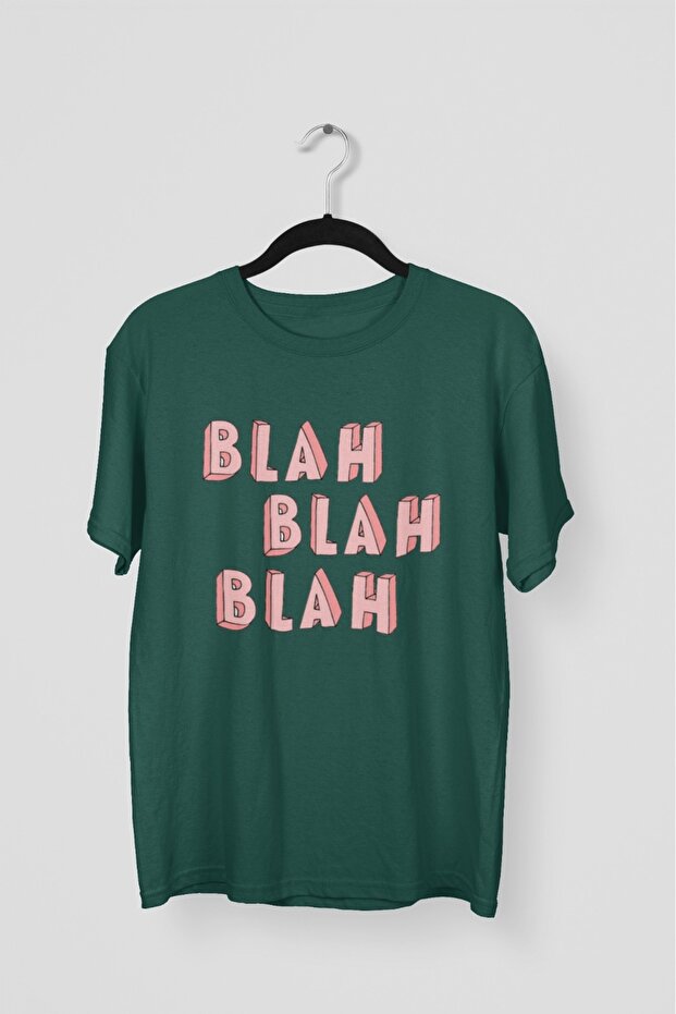 Men/Women -Blah Blah Blah- Transfer Printed Round Neck Short Sleeve T-Shirt