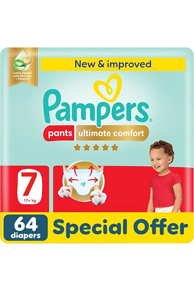 Ultimate Comfort Pants Diapers, Size 7, 20+kg, Super Saving Pack, 64 Count
