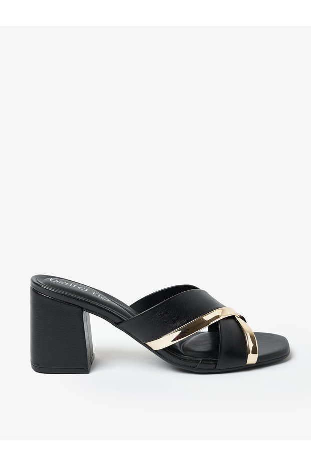 Ladies Party Sandals Black/Golden | Made In Brazil