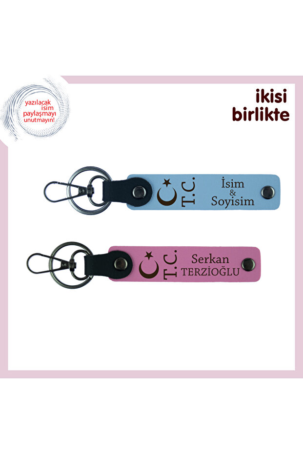 Team, Sky Blue-Pink, a Loving Gift for Your Loved Ones – Moon Star Tc Patterned 2-Piece Keychain