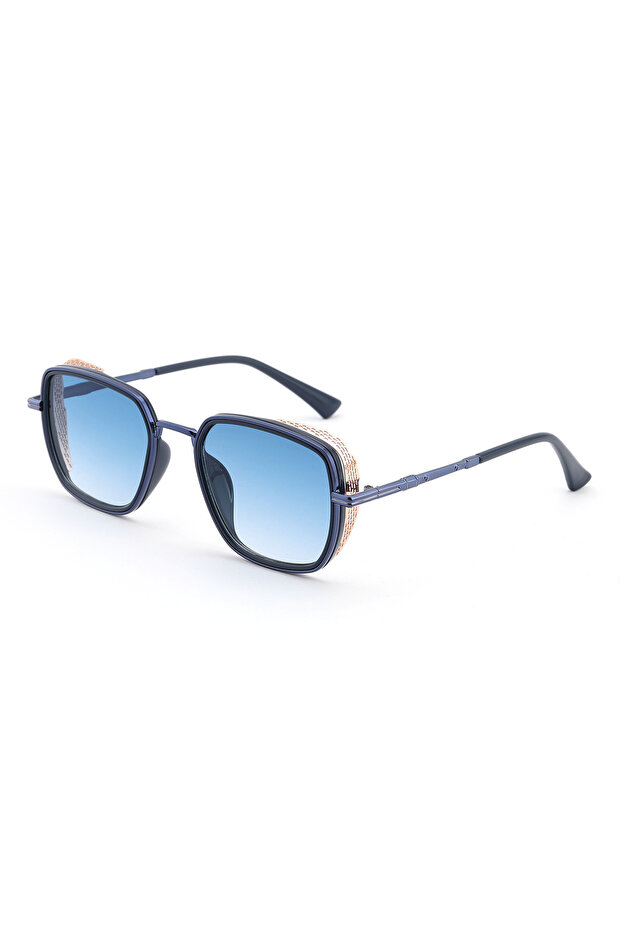 Square Design Gold Blue Frame Blue Glass Sunglasses Women&Men Ce Certificated Uv400